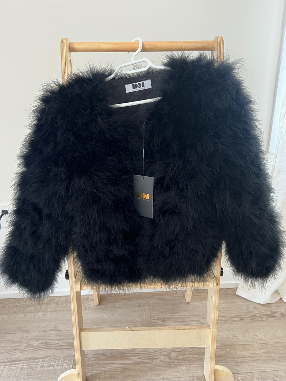 Black Faux Fur Cropped Jacket - Women